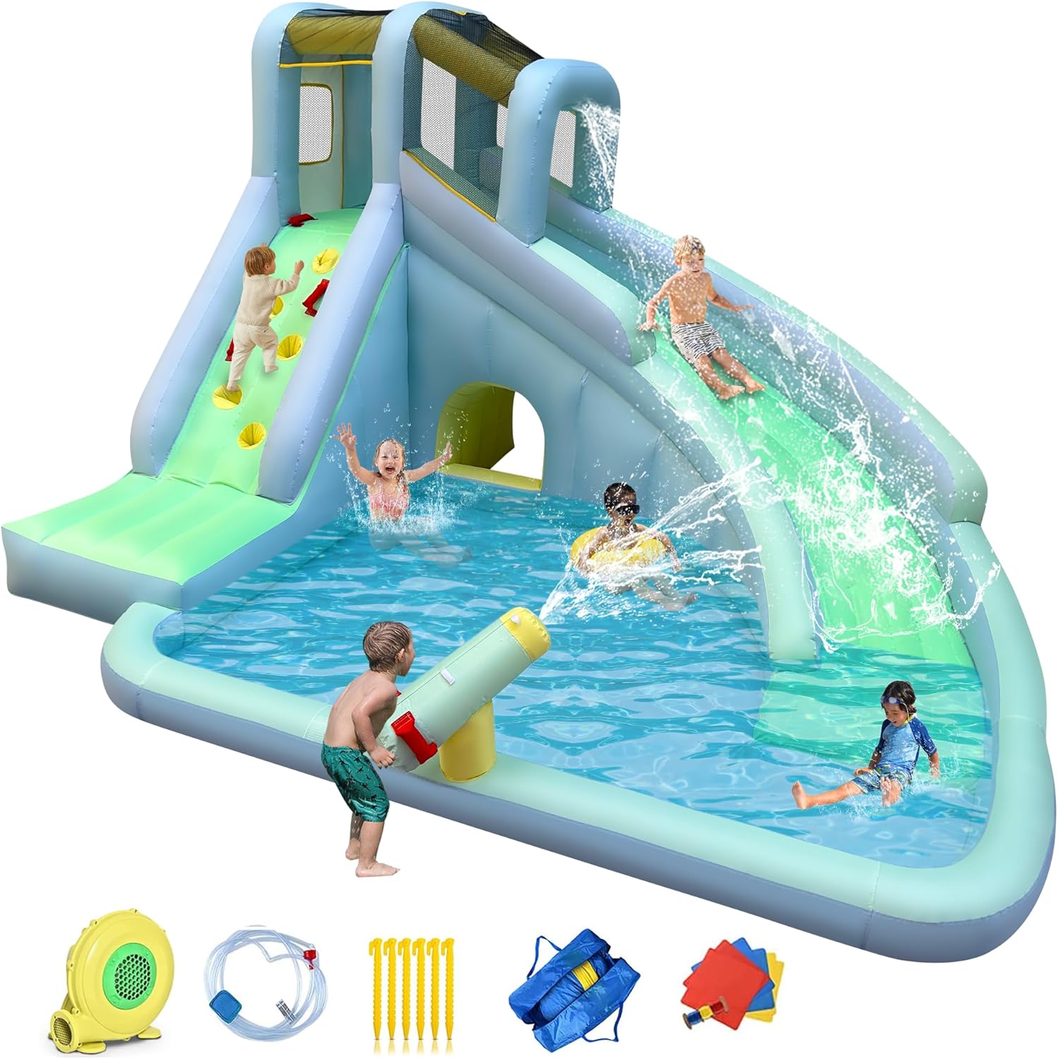 Kids Outdoor Water Park - Надувной детский батут-аквапарк 6-в-1, в комплекте