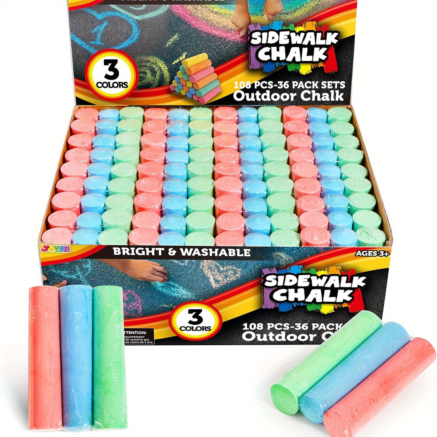 Chalk Outdoor Jumbo - Набор мелков для тротуаров, 108 штук,