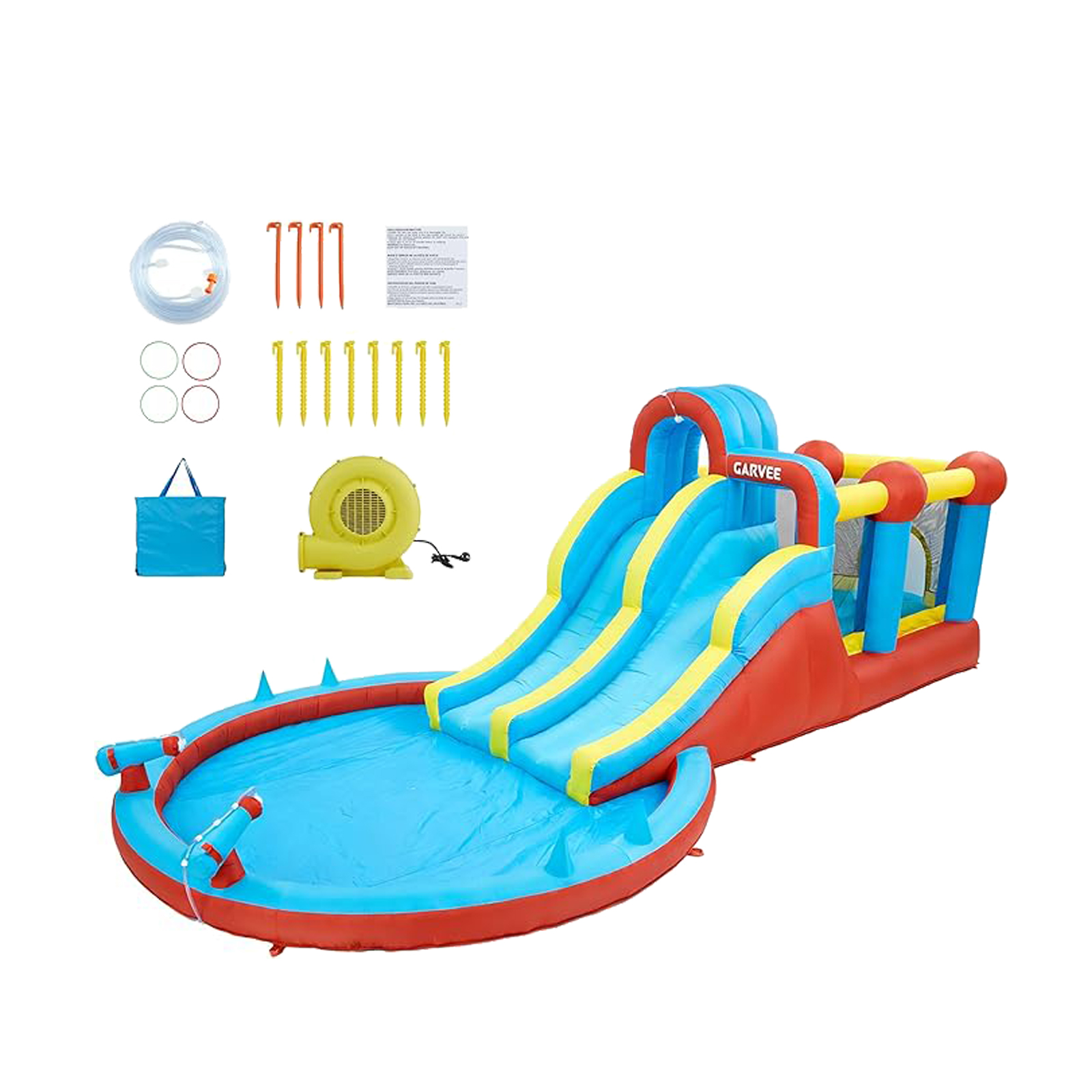Kids Outdoor Water Park - Всесезонный надувной аквапарк 8-в-1 – двойные