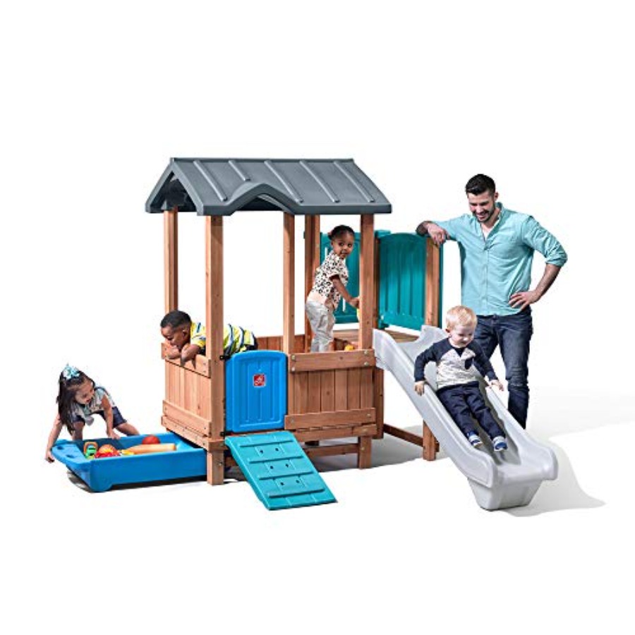 Kids Outdoor Swing And Slide - Игровой домик и горка Woodland Adventure,