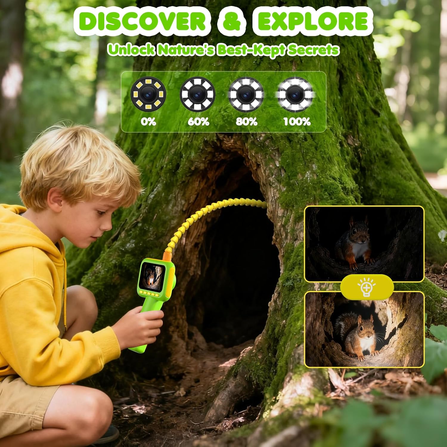 Kids Outdoor Kit - Эндоскоп для детей, бороскоп-камера-змейка с подсветкой,
