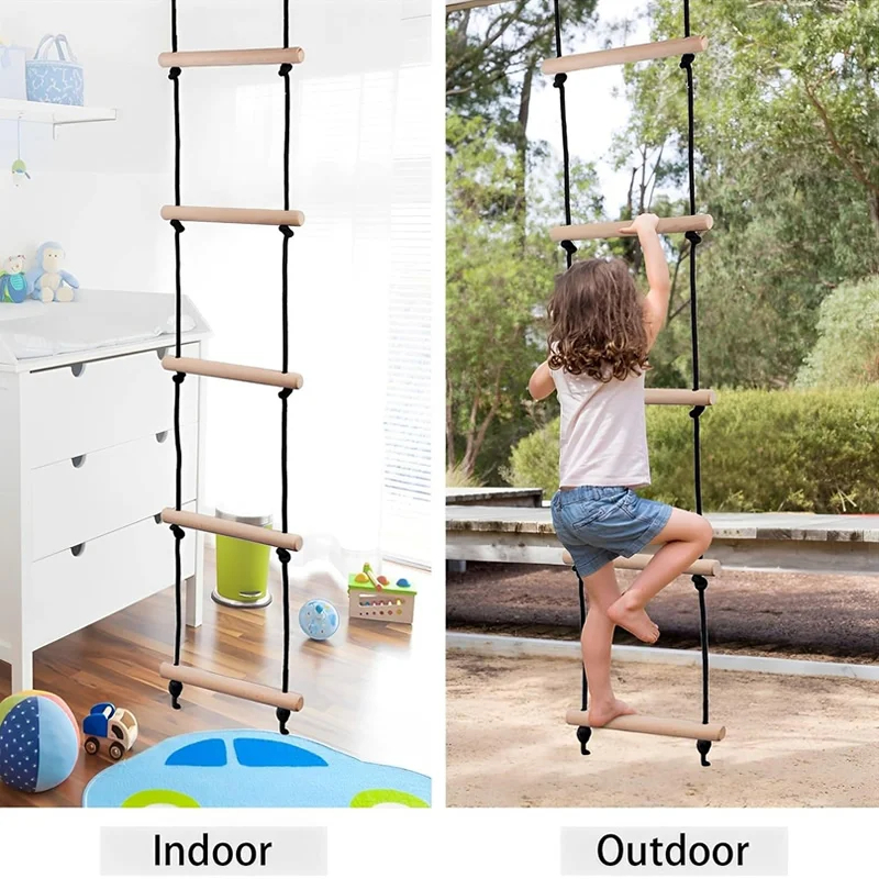 Kids Outdoor Swing And Slide - Детская веревочная лестница-качели для лазания, деревянная,