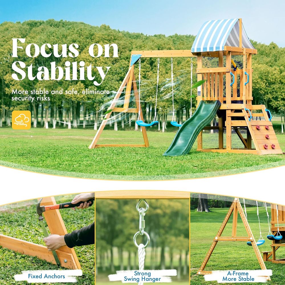 Деревянные качели для двора, м – обзор и цена Kids Outdoor Swing And Slide