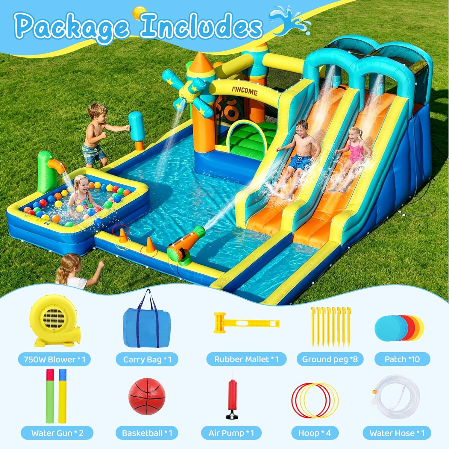 Надувной батут-замок 10-в-1 с  – обзор и цена Kids Outdoor Water Park