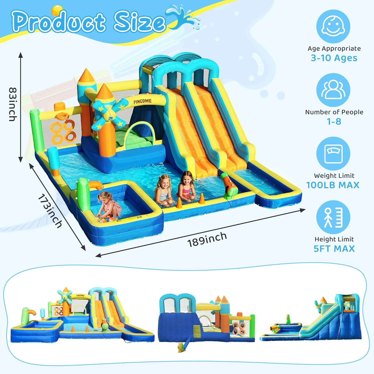 Надувной батут-замок 10-в-1 с  – обзор и цена Kids Outdoor Water Park