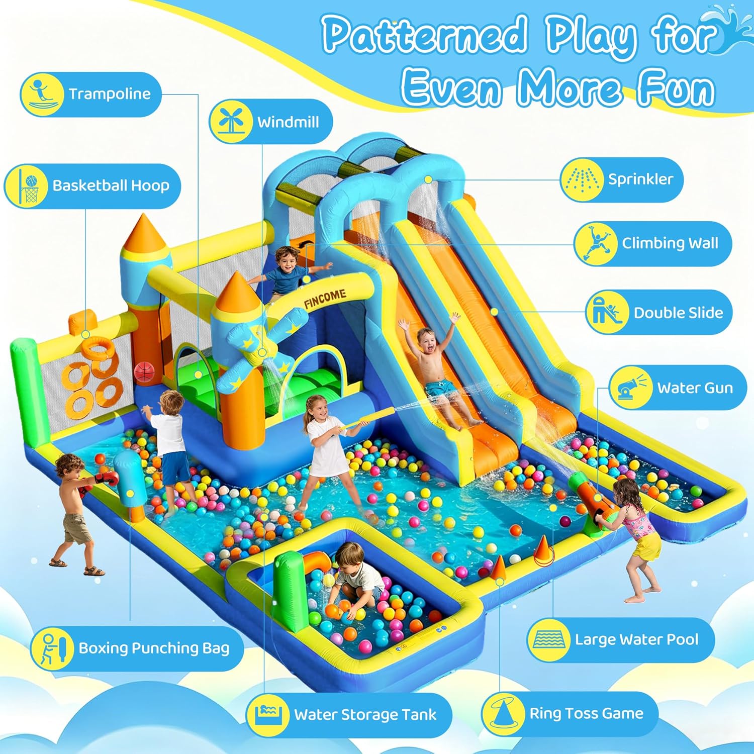 Надувной батут-замок 10-в-1 с  – обзор и цена Kids Outdoor Water Park