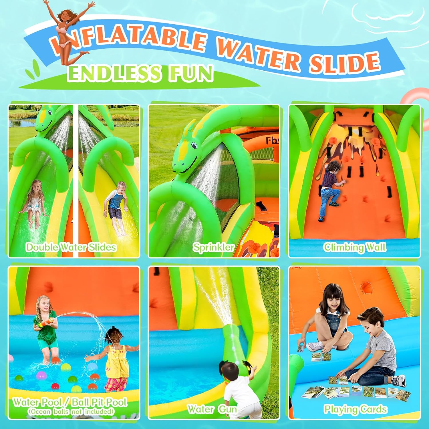 Надувной батут для детей с гор – обзор и цена Kids Outdoor Water Park