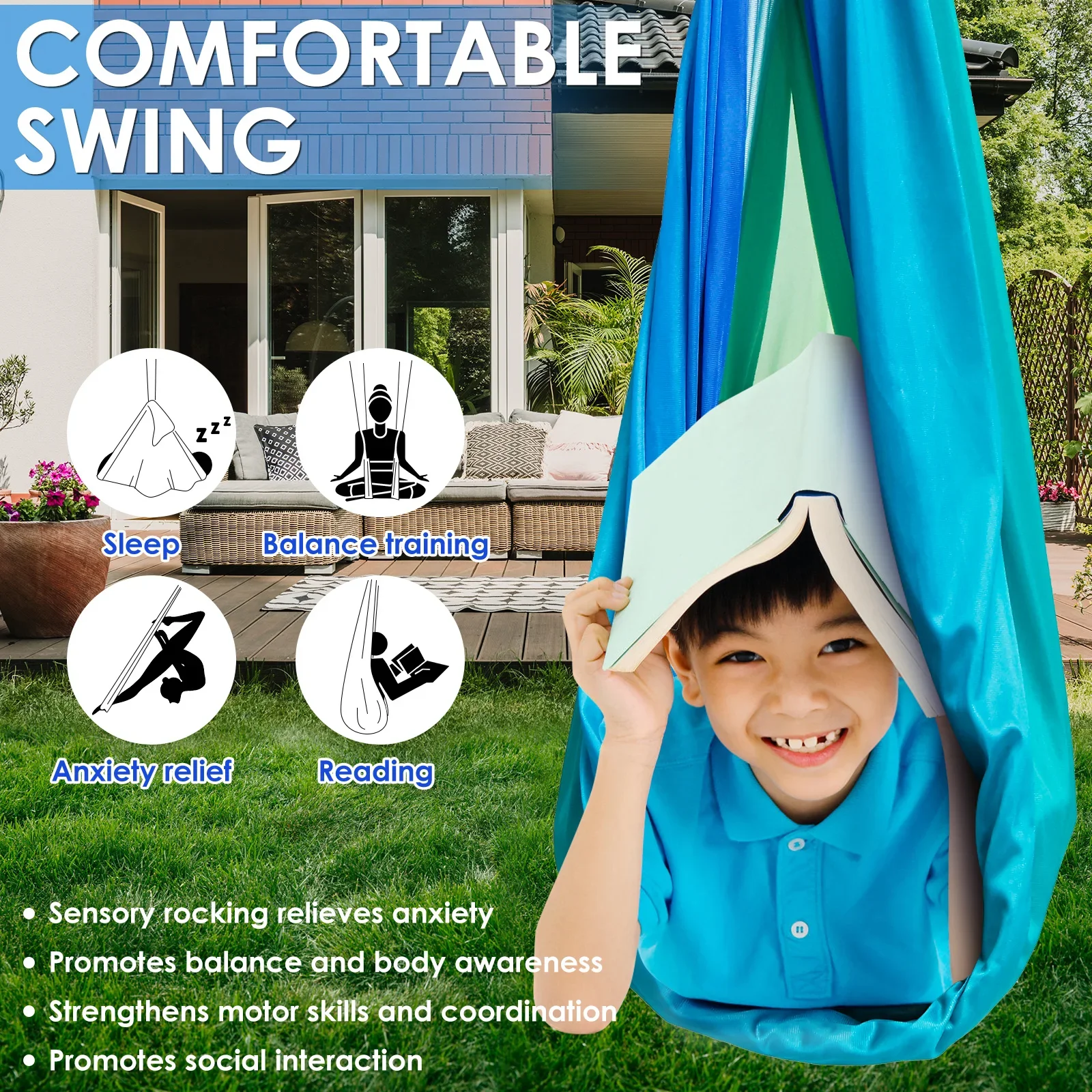 Сенсорные качели-гамак для дет – обзор и цена Kids Outdoor Swing And Slide