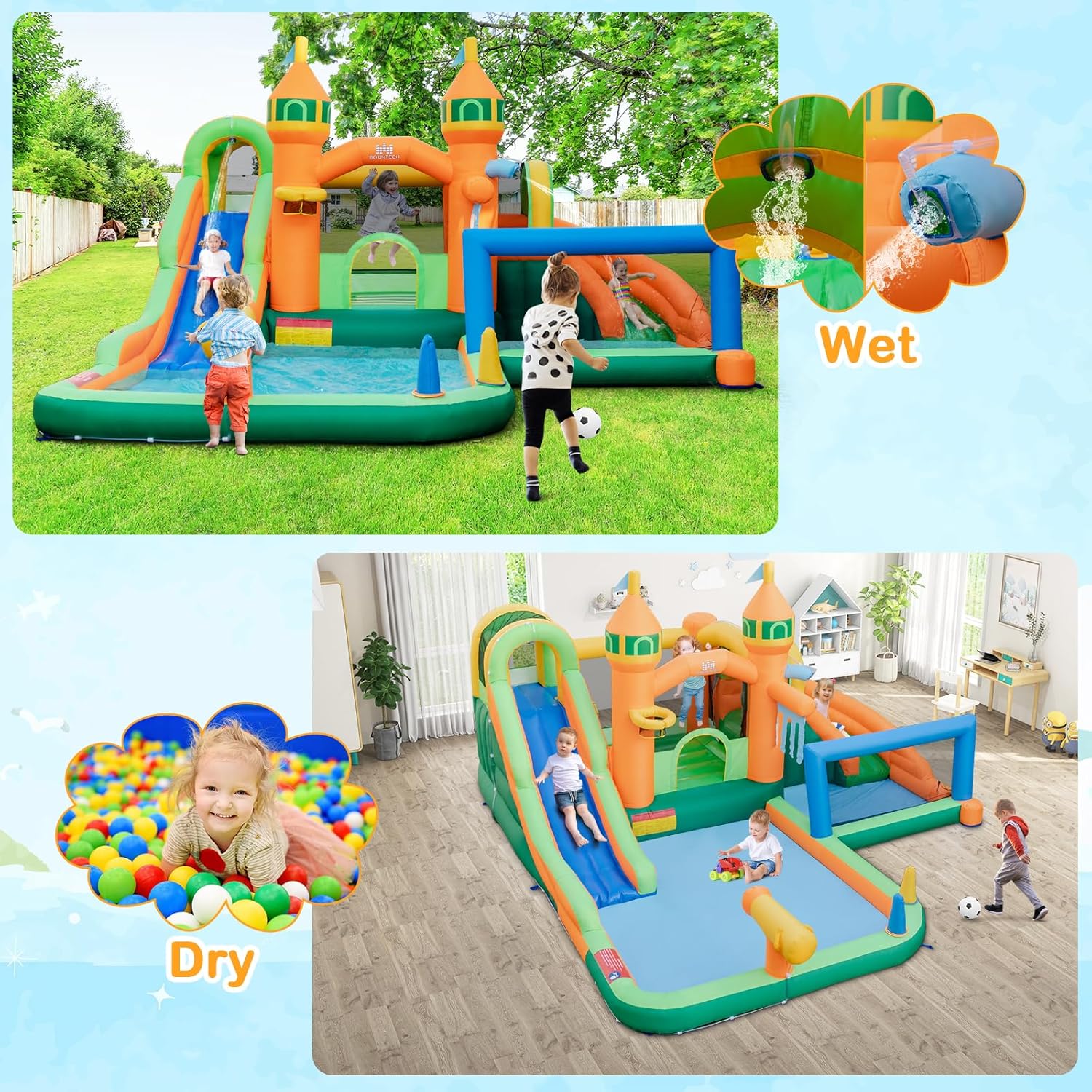 Надувной аквапарк 9-в-1 с двум – обзор и цена Kids Outdoor Water Park