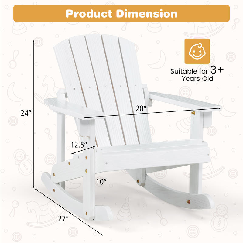 Детское деревянное кресло-кача – обзор и цена Kids Outdoor Adirondack Chair